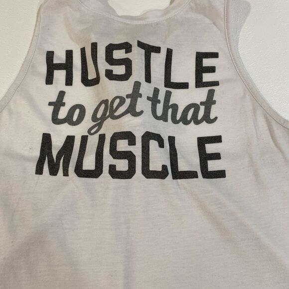 SO Perfectly Soft White “Hustle to Get That Muscle” Tank Top Size XL Activewear - Picture 4 of 5